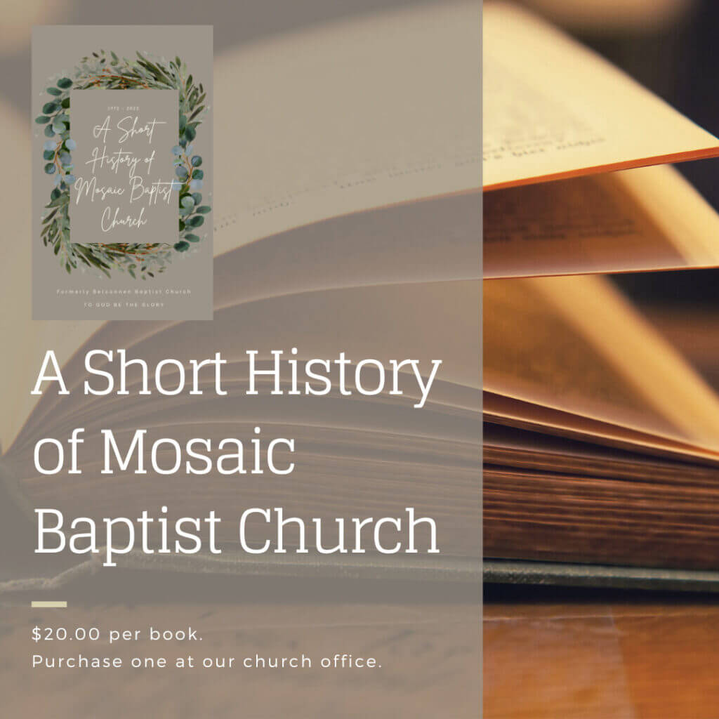 Image of the ad for the book A short history of Mosaic Baptist Church